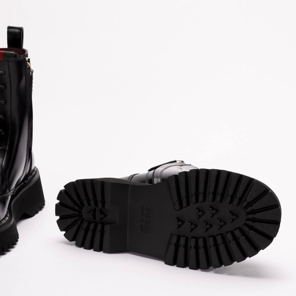 GUCCI web stripe lace up combat boots lace up boots lug boots - Picture 7 of 7